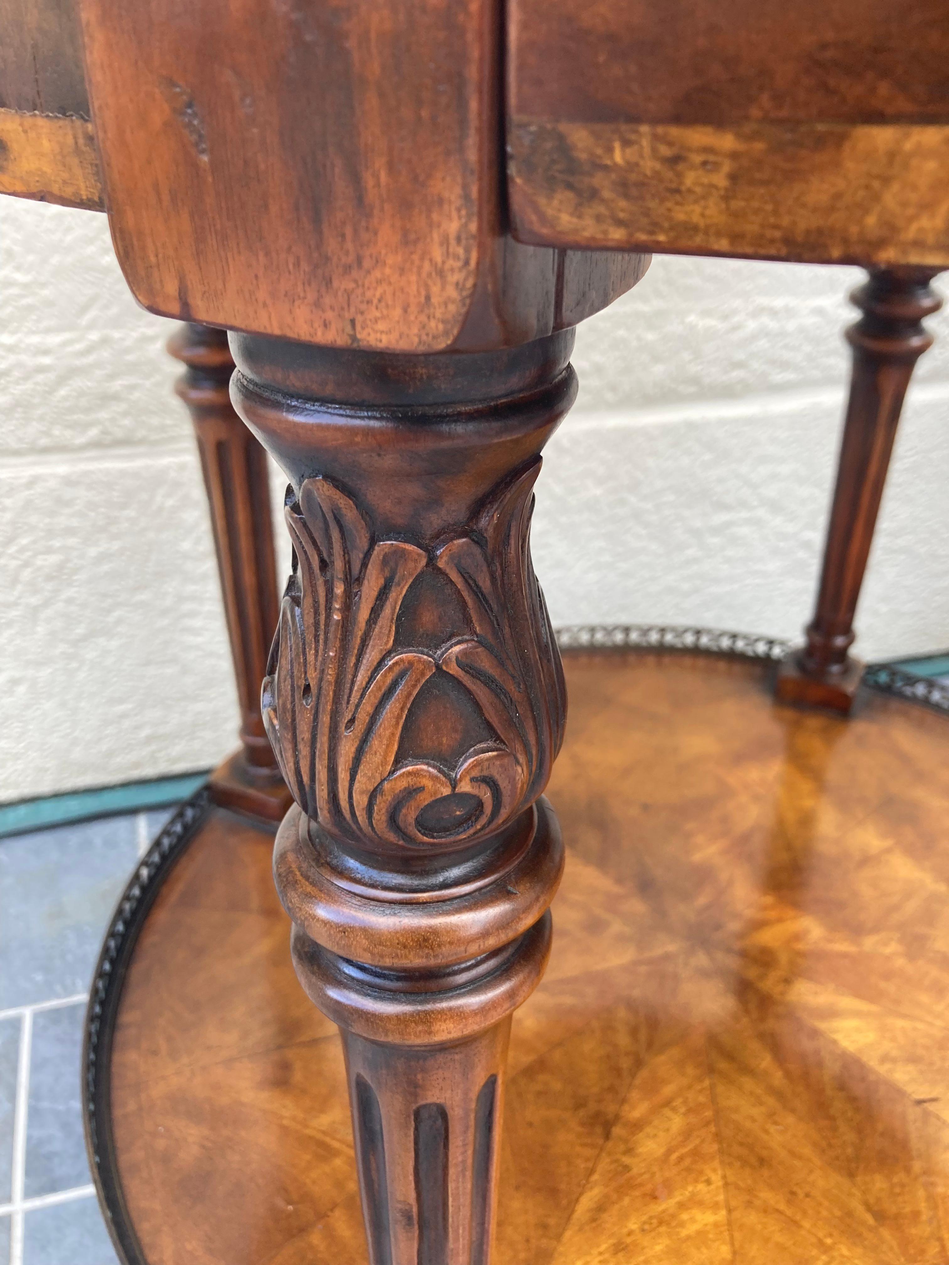 Gorgeous Pair of Round Theodore Alexander Burlwood Side Tables 1