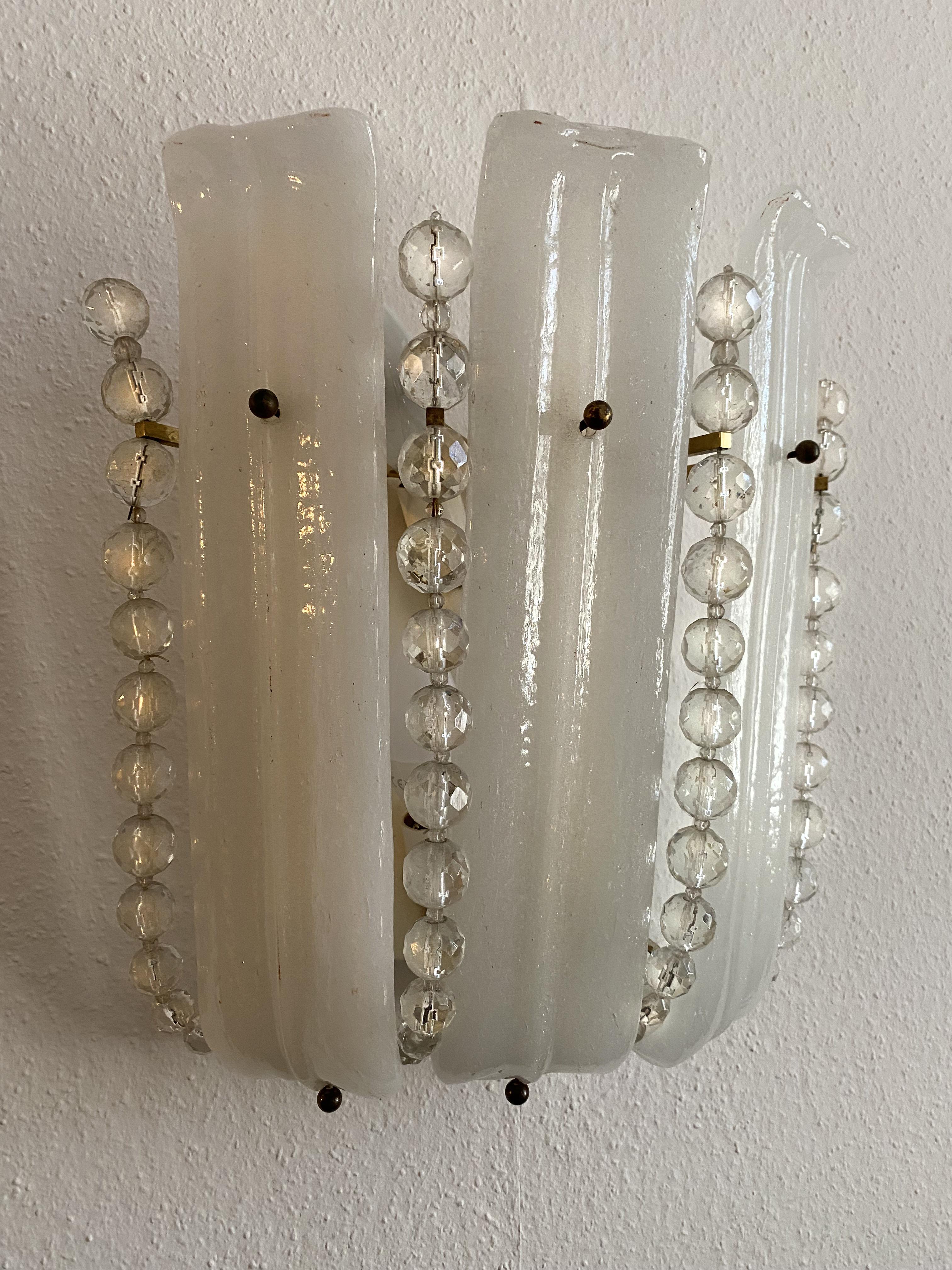Gorgeous Pair of Wall Lamps by Venini, Murano, 1960s 7
