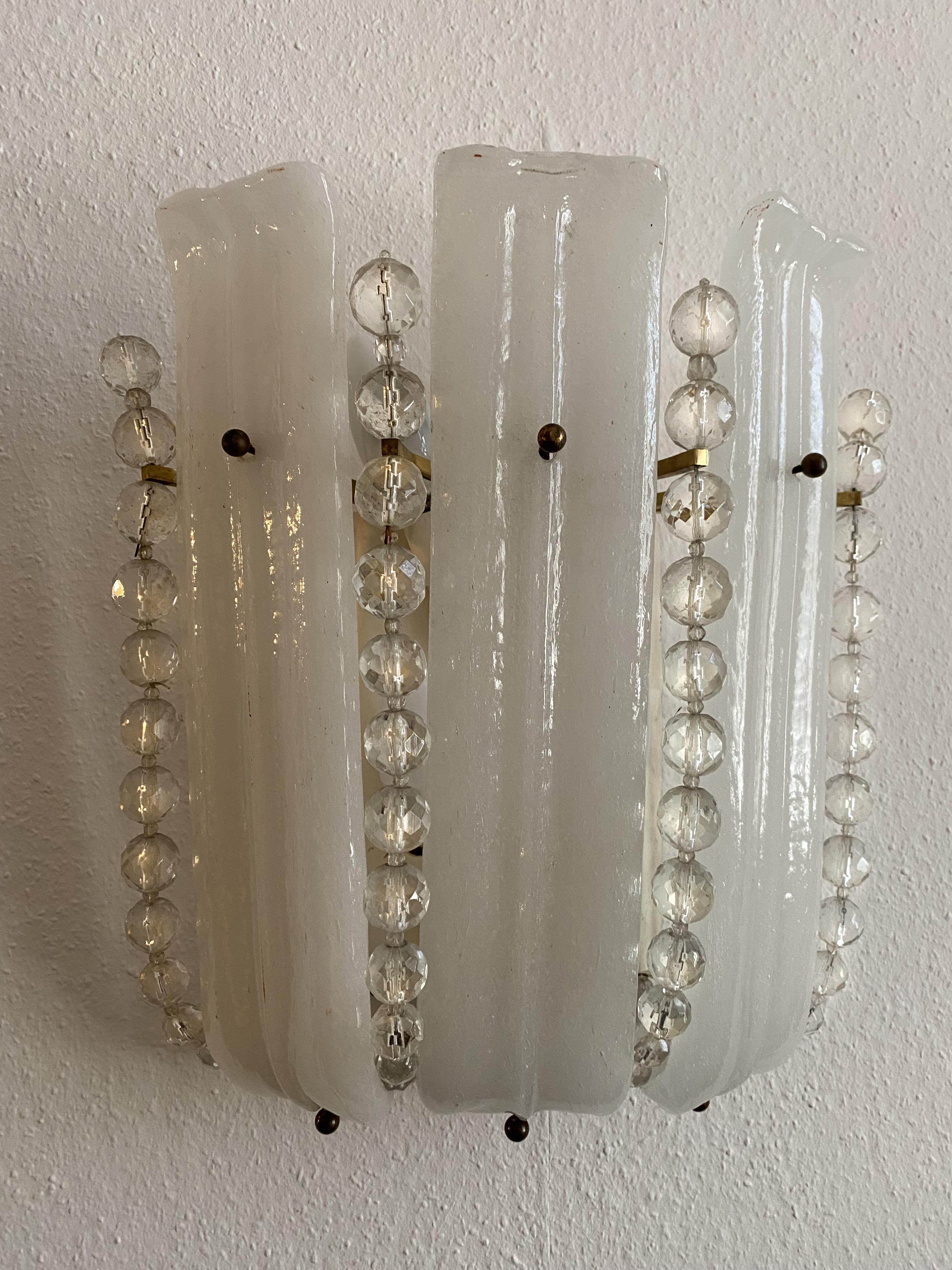 Gorgeous Pair of Wall Lamps by Venini, Murano, 1960s 8
