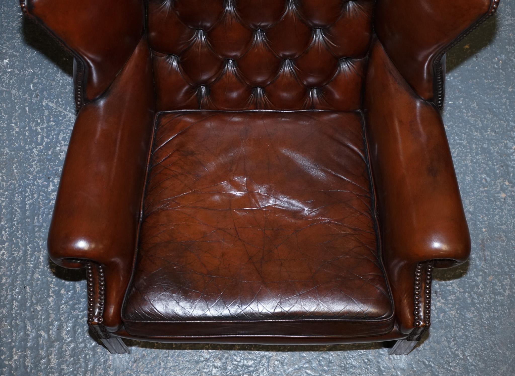 GORGEOUS PAIR OF WHISKY BROWN HAND DYED GEORGIAN STYLE LEATHER WiNGBACKS 6