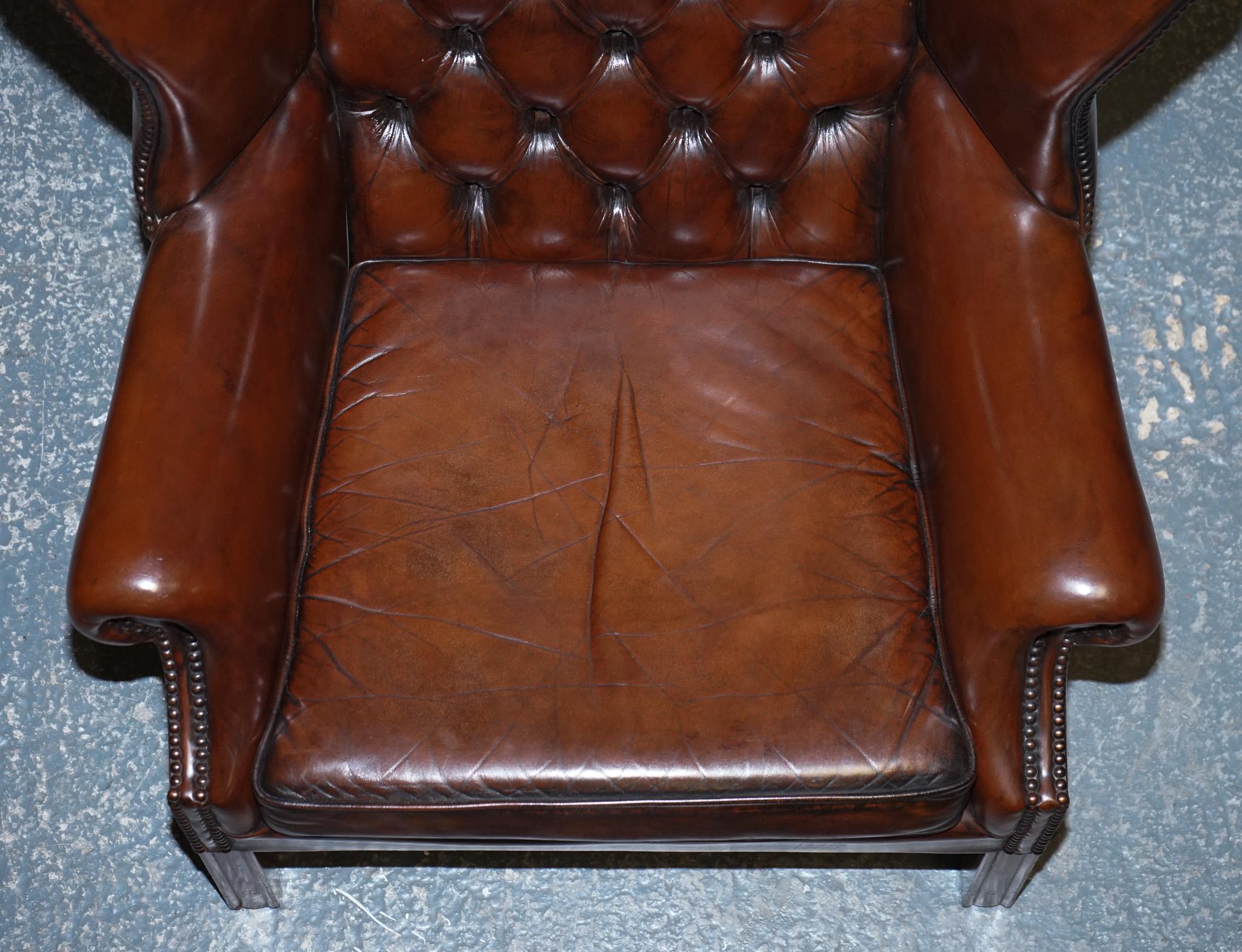 GORGEOUS PAIR OF WHISKY BROWN HAND DYED GEORGIAN STYLE LEATHER WiNGBACKS 9