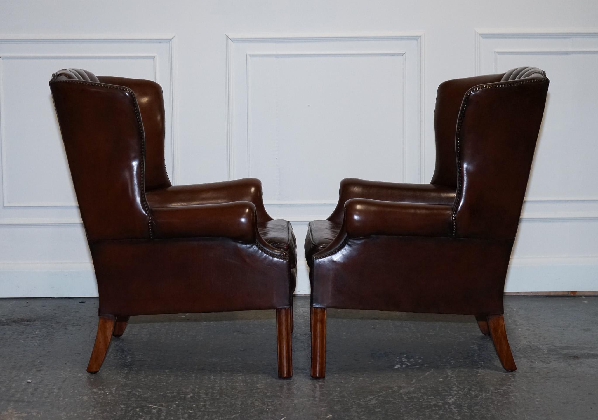 Leather GORGEOUS PAIR OF WHISKY BROWN HAND DYED GEORGIAN STYLE LEATHER WiNGBACKS