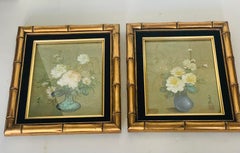 Gorgeous Pair Original Art Chinese Watercolors Signed and Framed