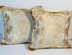 Gorgeous Pair Seide Brokat Fortuny Stil Kissen Feder nach unten