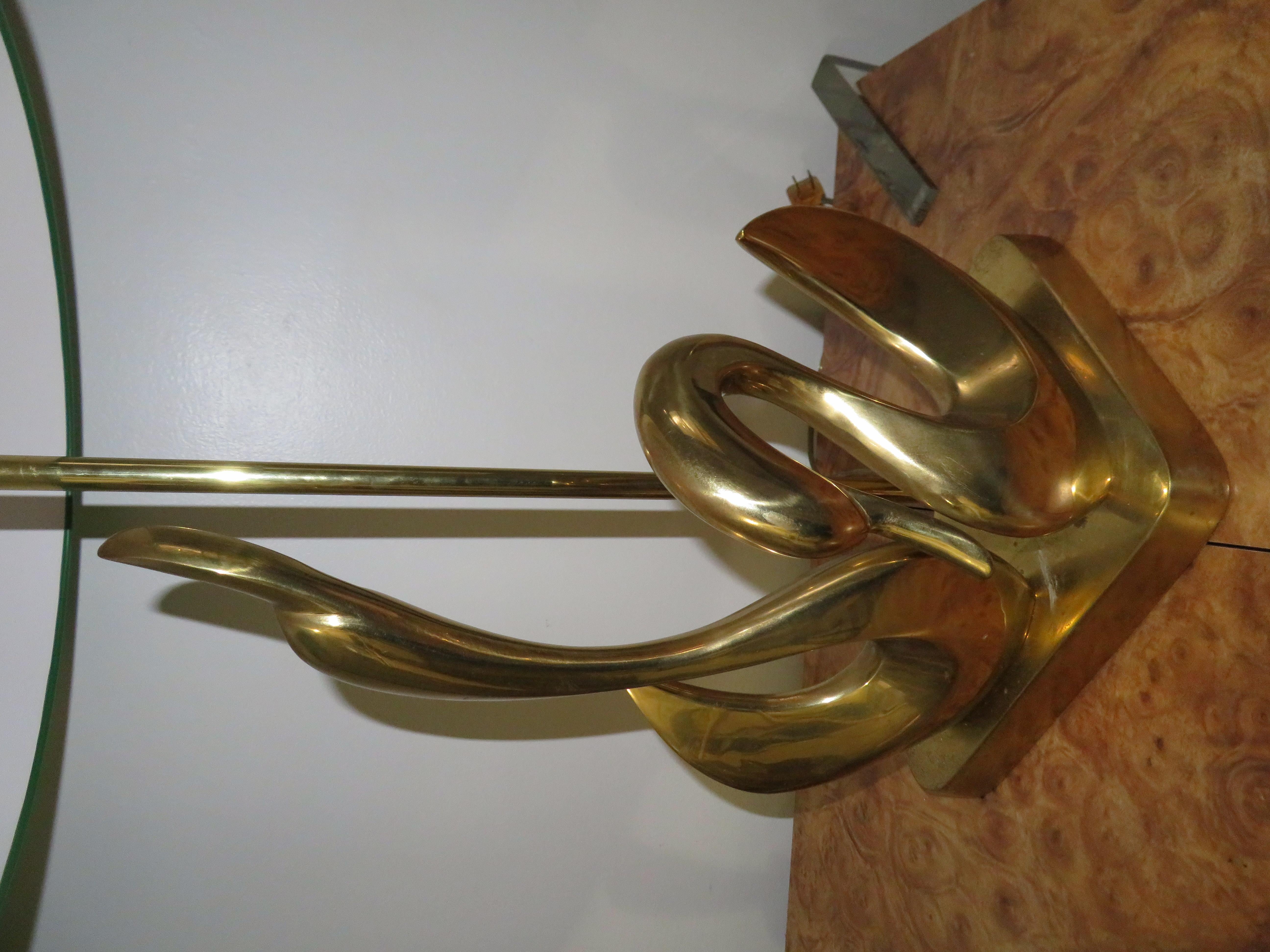 Gorgeous Pair Solid Brass Mid-Century Modern Stylized Swan Lamps For Sale 5