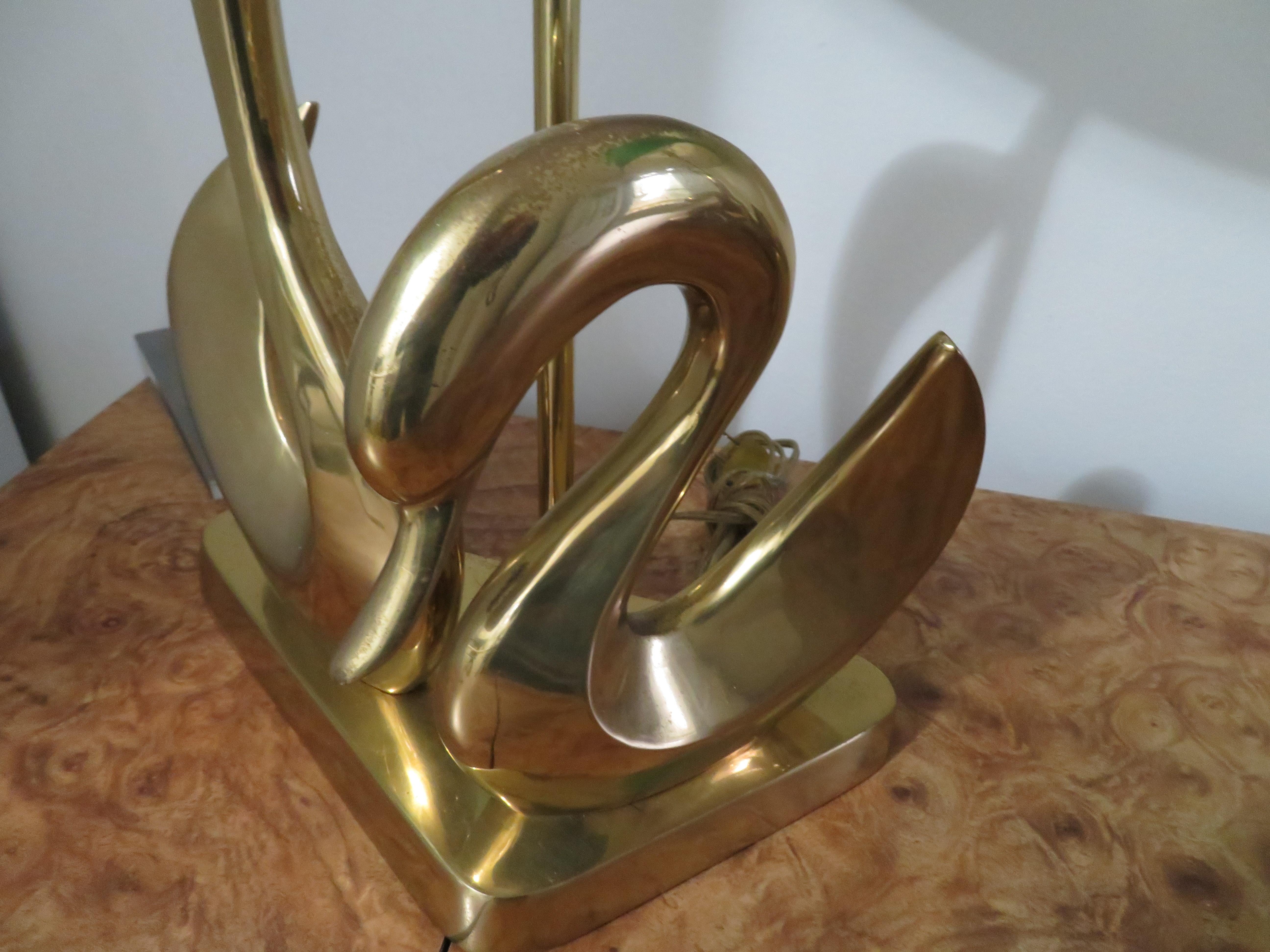 brass swan lamp