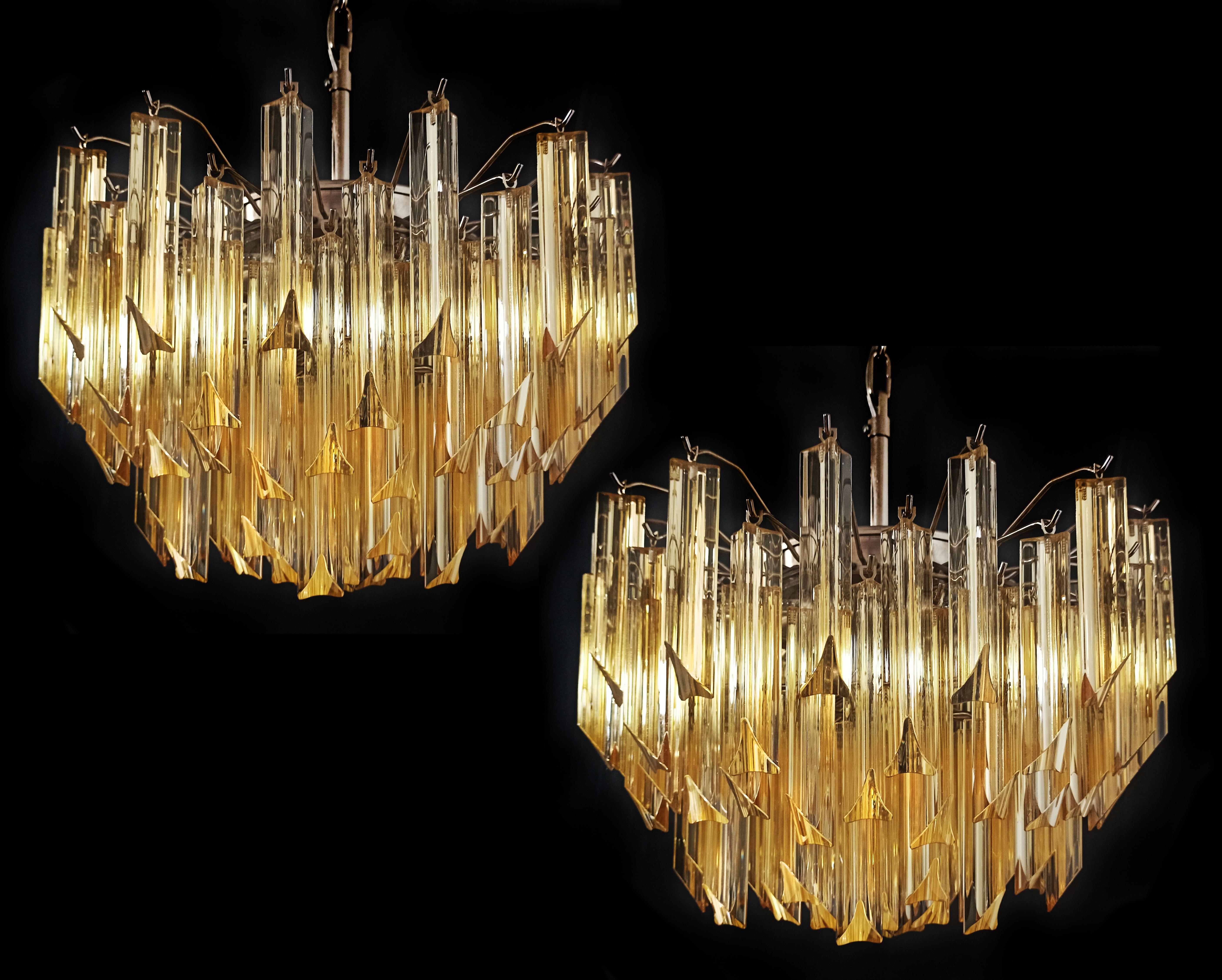 Magnifique paire de lustres italiens vintage, Murano en vente 5