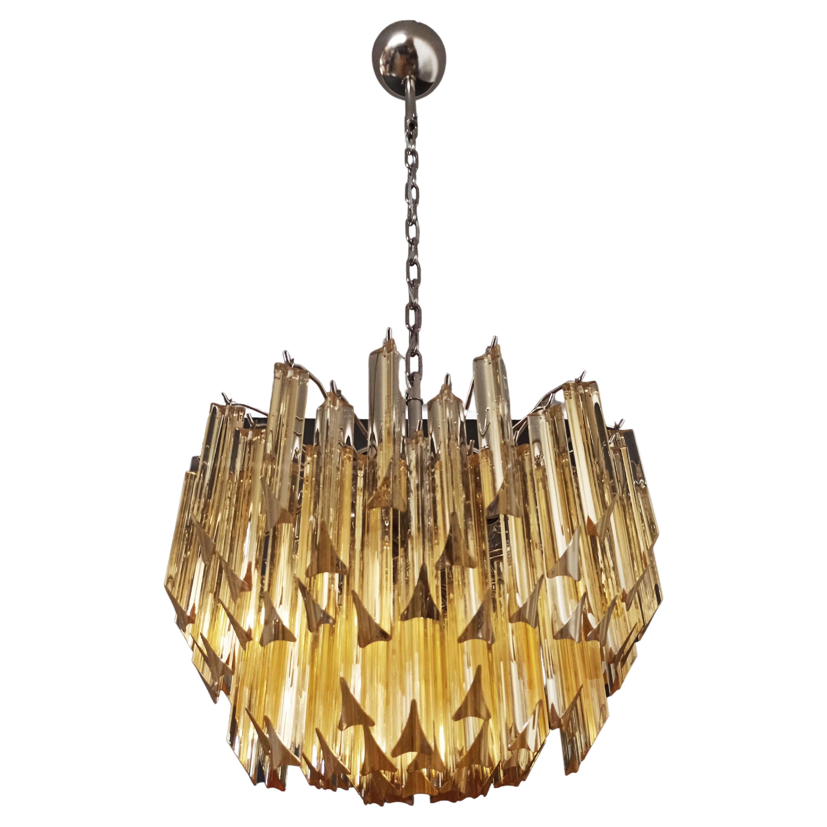 Late 20th Century Gorgeous Pair Vintage Italian Chandeliers, Murano For Sale
