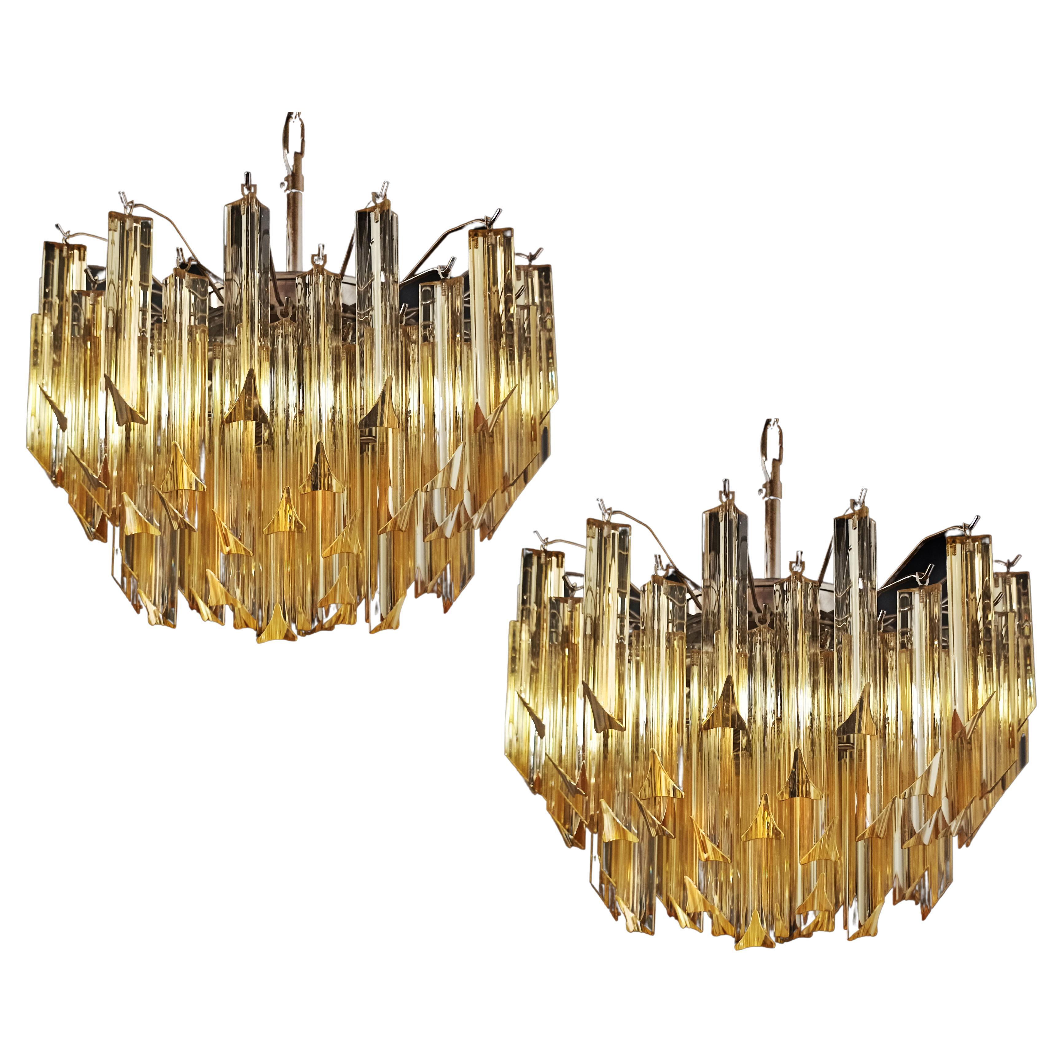 Gorgeous Pair Vintage Italian Chandeliers, Murano For Sale