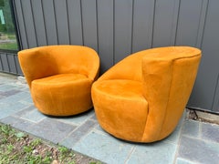 Gorgeous Pair Vladimir Kagan Directional Swivel Nautilus Chair Mid-Century