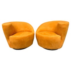 Gorgeous Pair Vladimir Kagan Directional Swivel Nautilus Chair Mid-Century