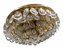 Gorgeous Palwa Teardrop Crystal Glass Flush Mount, Midcentury, German, 1960s