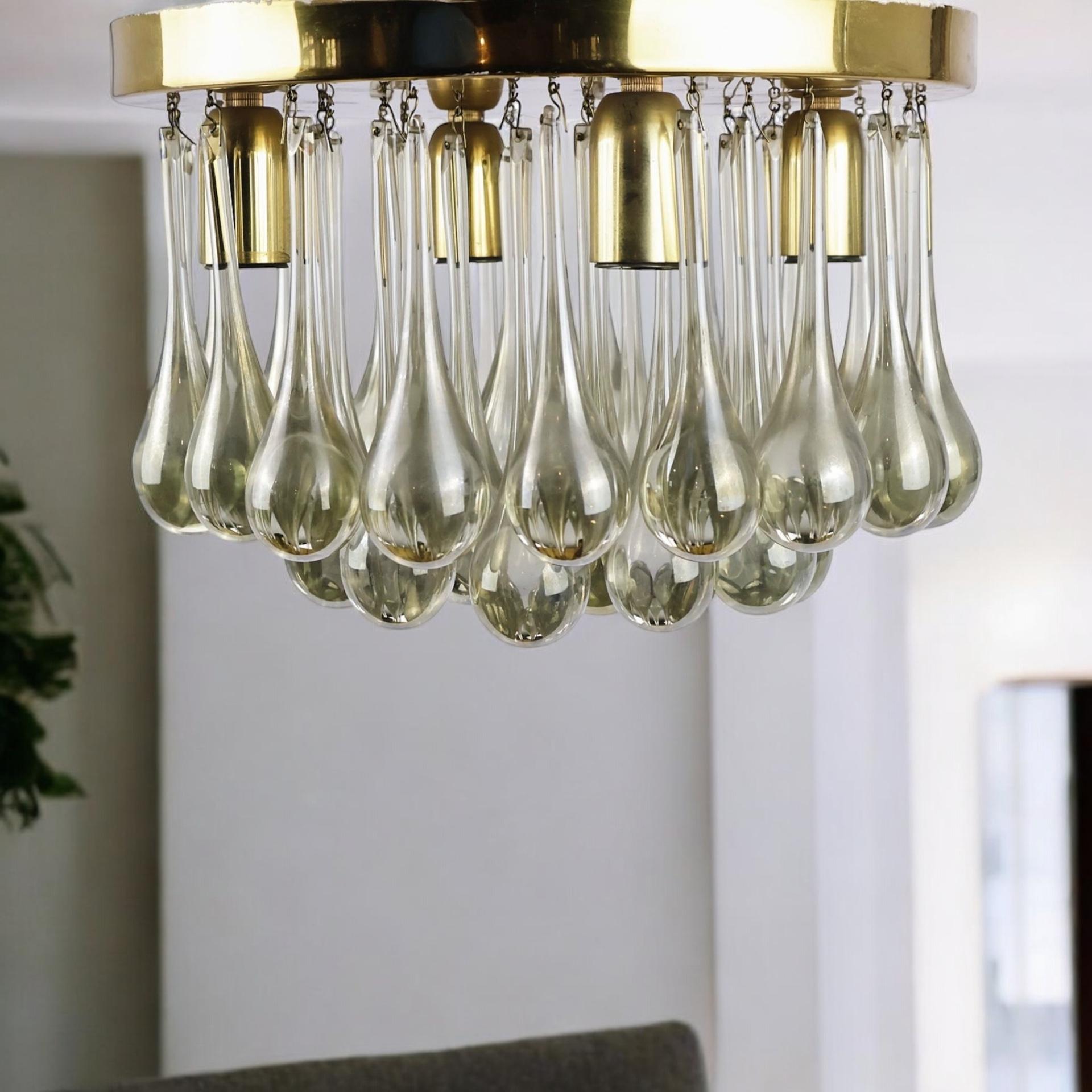 Precioso empotrable de cristal de Murano con forma de lágrima Palwa Siglo Medio Alemán Años 60 en venta 11