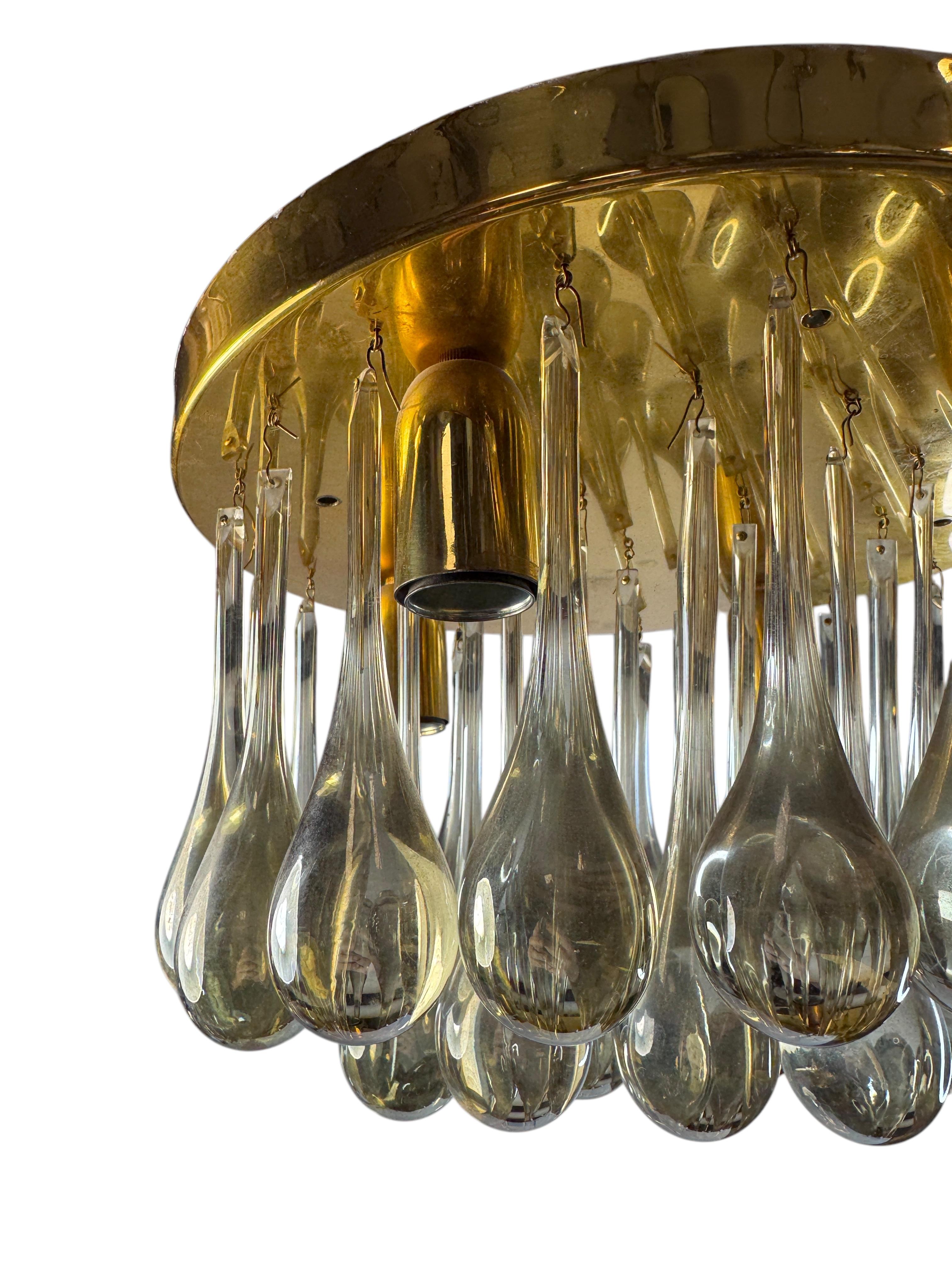 Precioso empotrable de cristal de Murano con forma de lágrima Palwa Siglo Medio Alemán Años 60 en venta 2