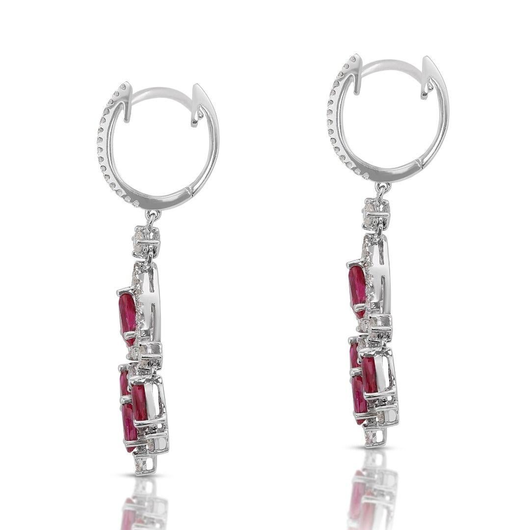 Women's Gorgeous Pave Earrings with Ruby and Diamonds For Sale