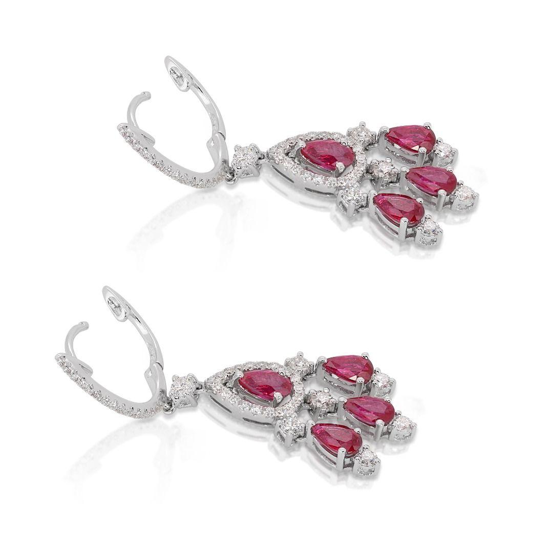 Gorgeous Pave Earrings with Ruby and Diamonds For Sale 1