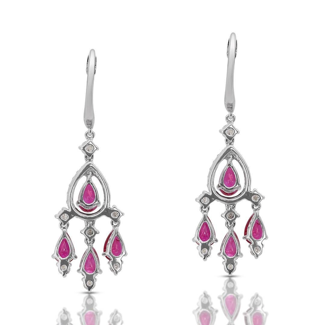 Gorgeous Pave Earrings with Ruby and Diamonds For Sale 2