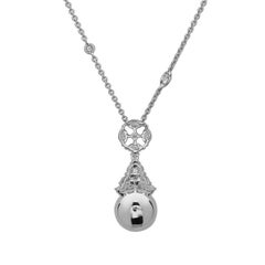 Precioso collar de perlas y diamantes de oro con cadena de gota de oro blanco de 18 quilates