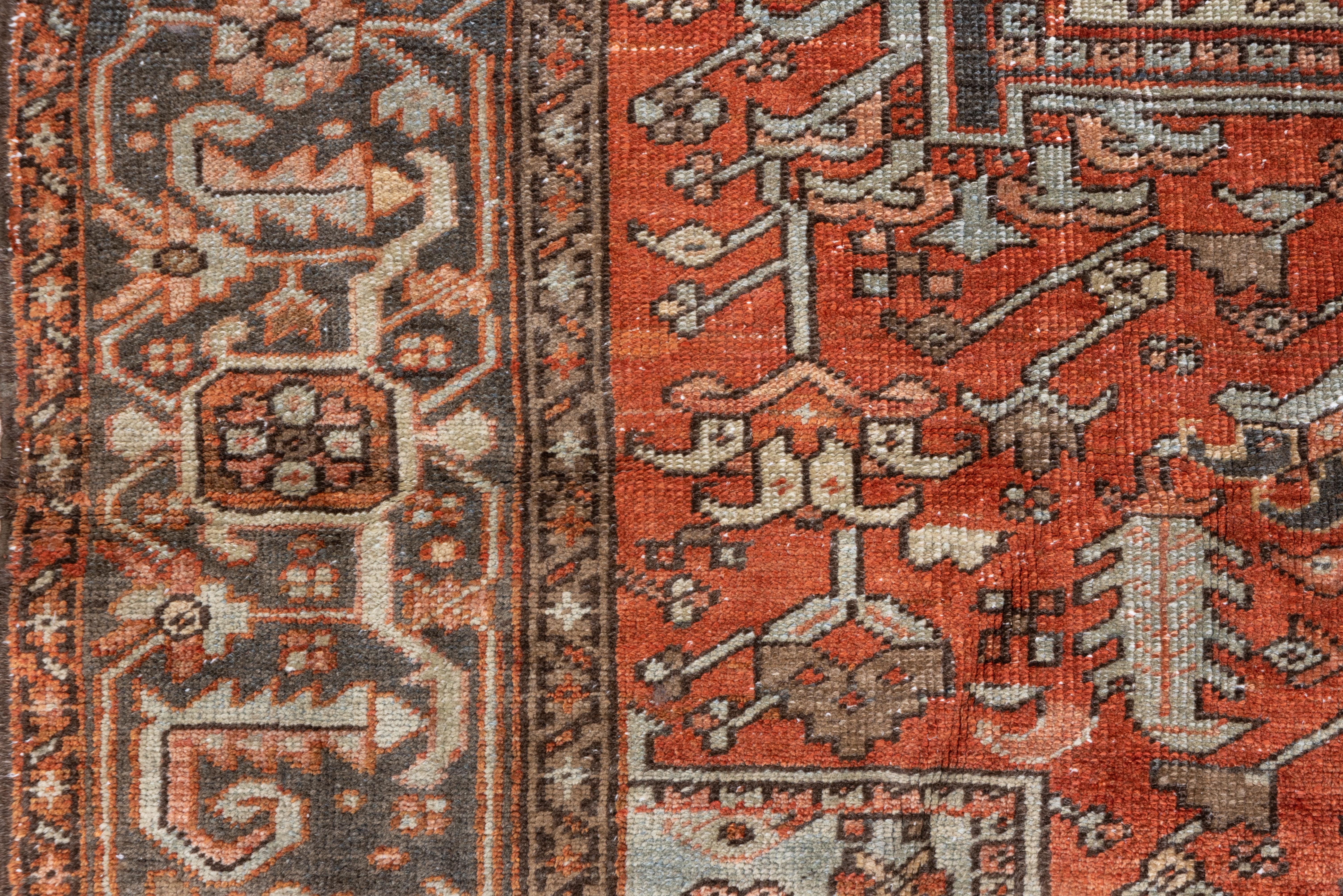 Gorgeous Persian Heriz Carpet, Geometric, Red Field, Blue Outer Field In Good Condition For Sale In New York, NY