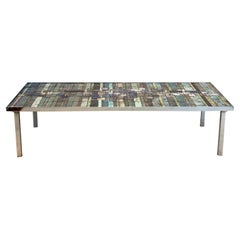 Gorgeous Pia Manu Slate and Ceramic Mosaic Artwork Coffee Table, Belgium