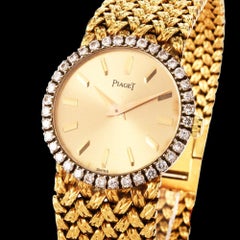Wunderschöne Piaget Gelbgold Diamant und Gold-Zifferblatt Damen-Armbanduhr
