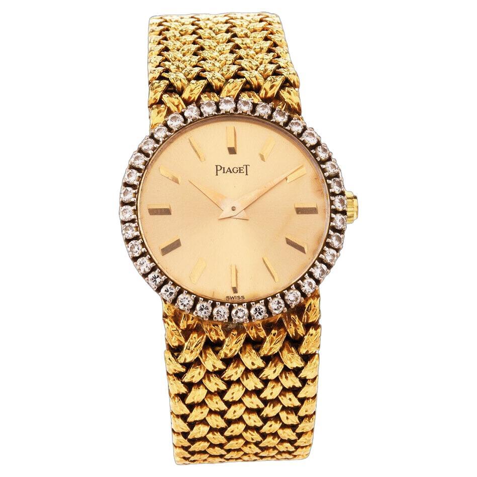 Gorgeous Piaget Yellow Gold Diamond and Gold Dial Ladies Wrist Watch