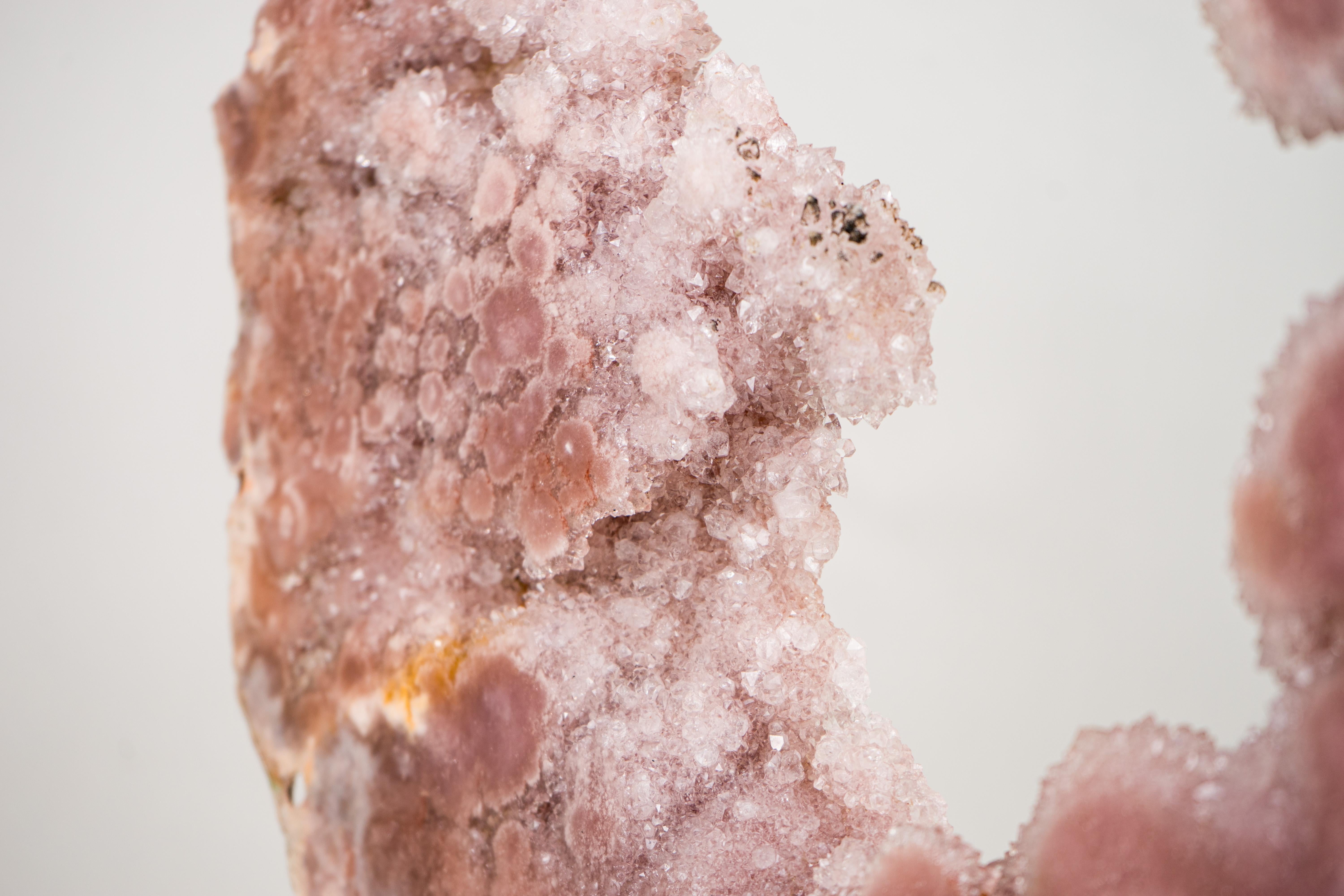 Gorgeous Pink Amethyst Geode Portal with Rose Druzy on Botryoidal Flowers For Sale 4