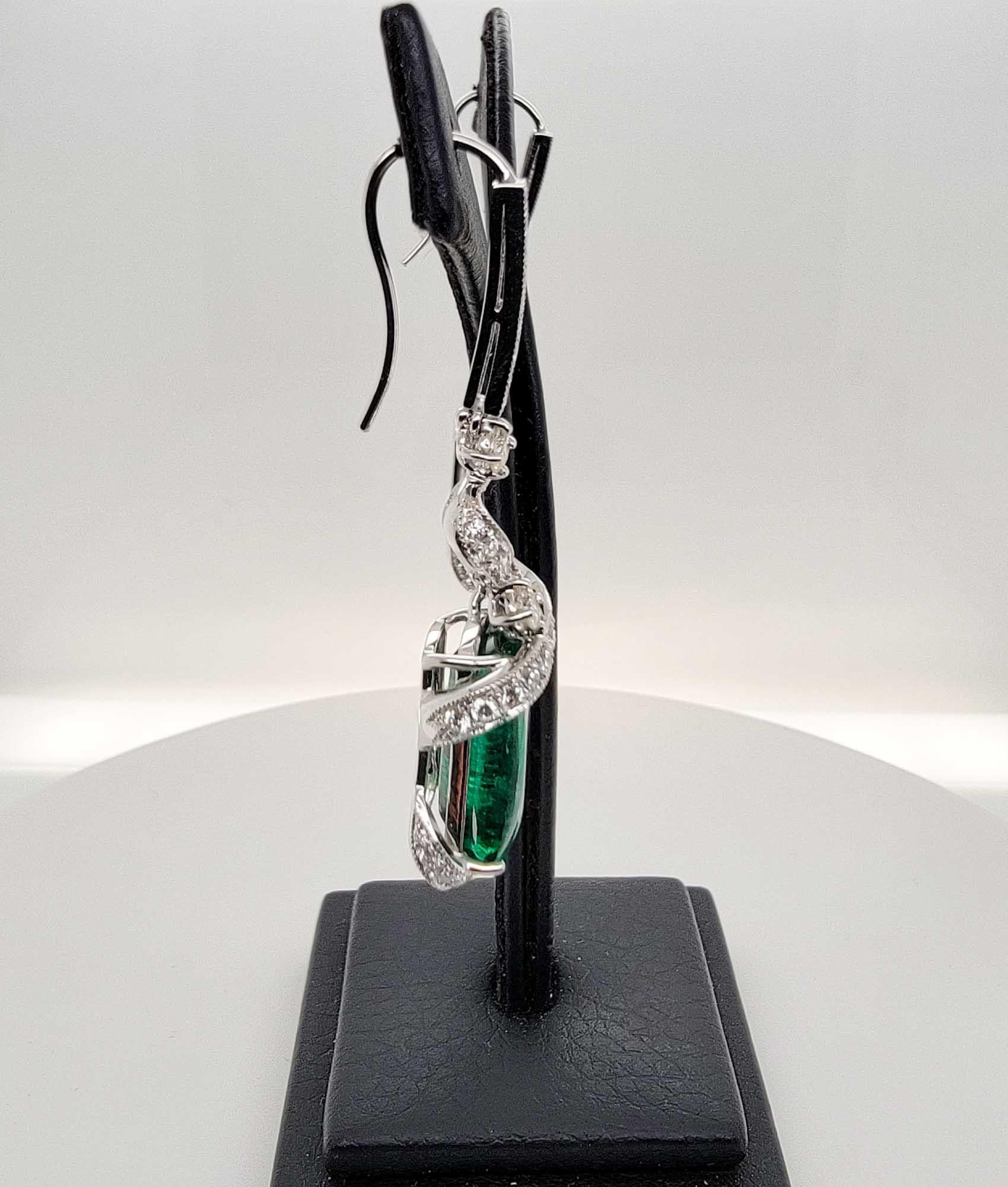 Sophia D, 11.91 Carat Emerald and Diamond Earrings in Platinum In New Condition For Sale In New York, NY