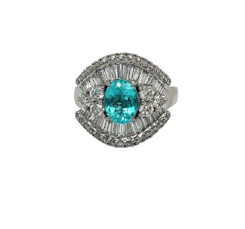 Gorgeous Platinum 1.20 Carat Paraiba Ring In New Condition For Sale In New York, NY