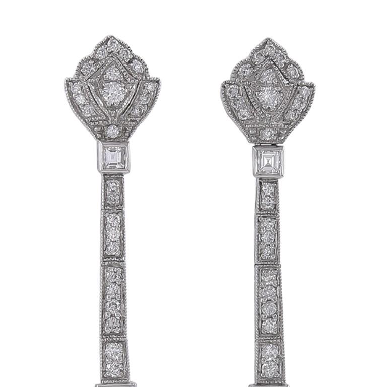 2.60 carat platinum emerald cut diamond drop earrings. Total carat weight of emerald cut diamonds are 1.24 carats. 

Sophia D by Joseph Dardashti LTD has been known worldwide for 35 years and are inspired by classic Art Deco design that merges with