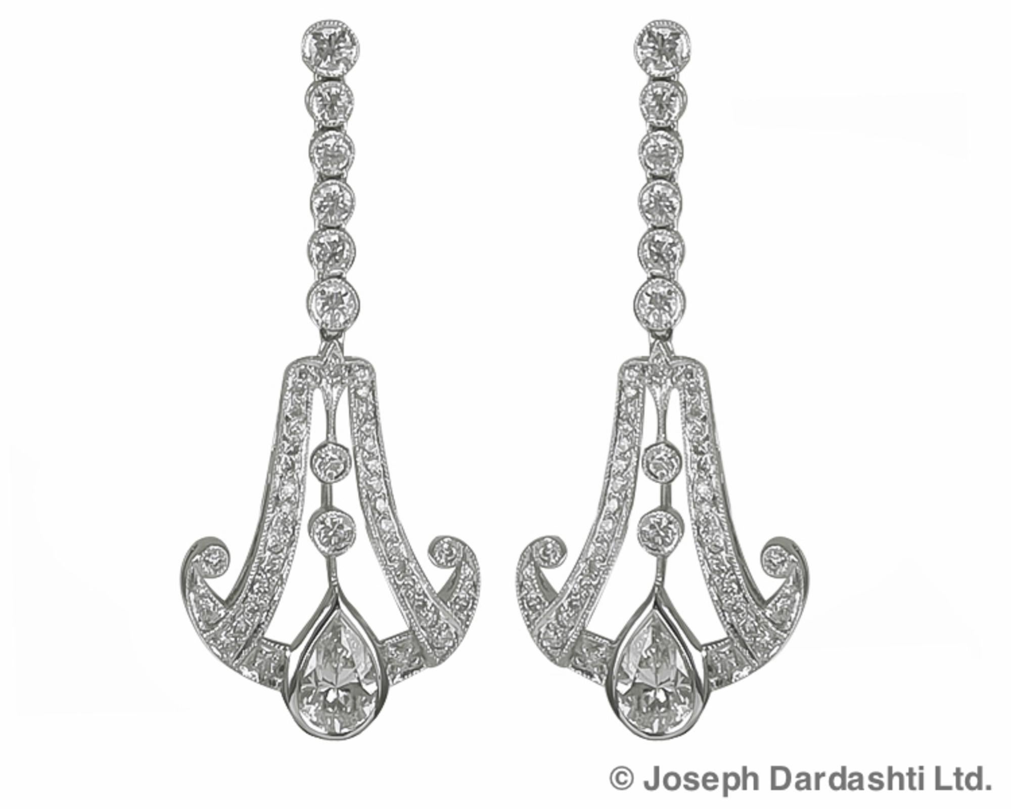 Sophia D 1.44 Carat Pear Cut Diamonds Platinum Earrings In New Condition For Sale In New York, NY