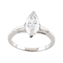 Gorgeous Platinum 1.59 Carat Marquise Solitaire Unity Band with Accents