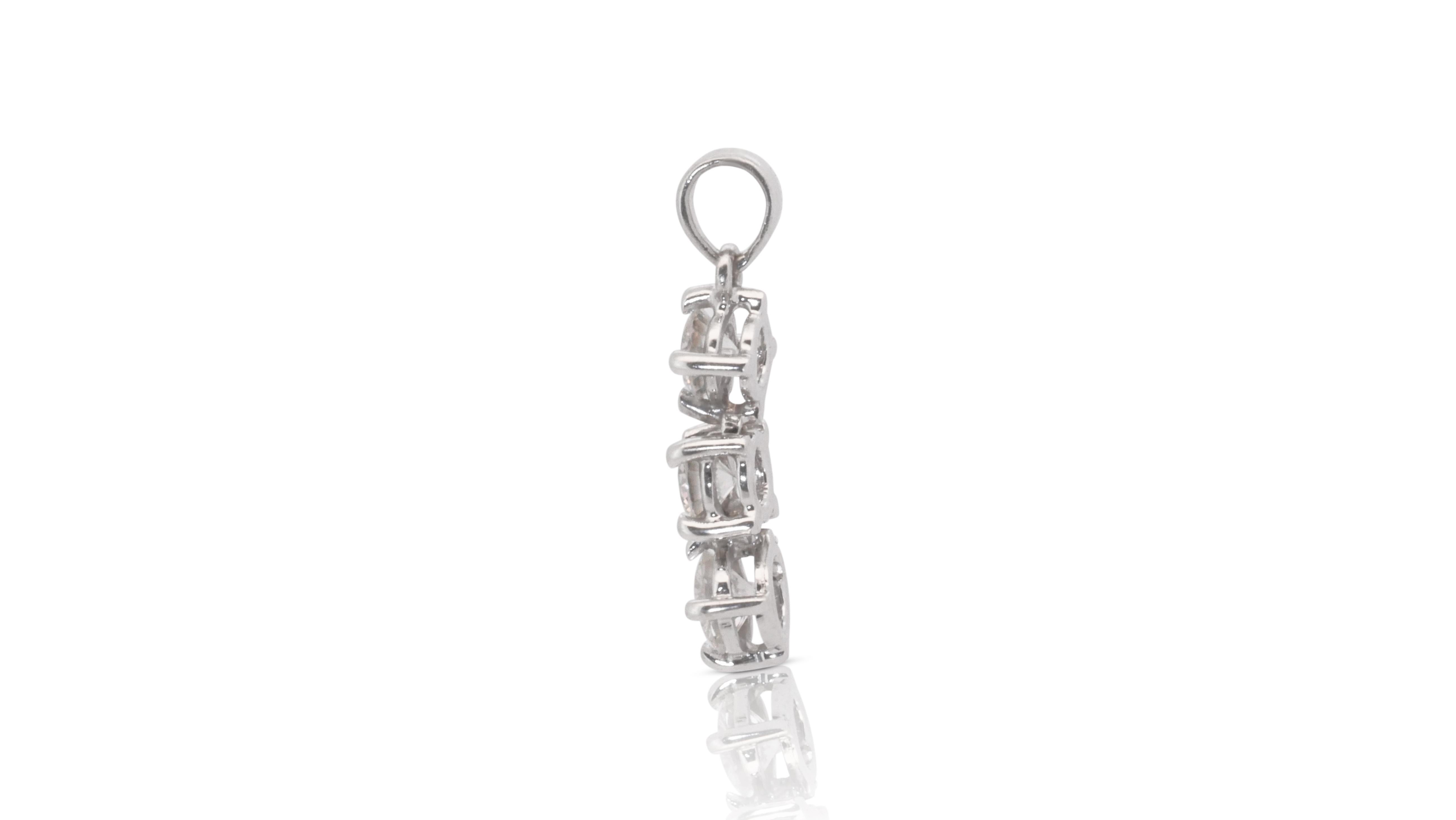 Round Cut Gorgeous Platinum 3 Stone Drop Pendant with 0.52ct Natural Diamonds For Sale