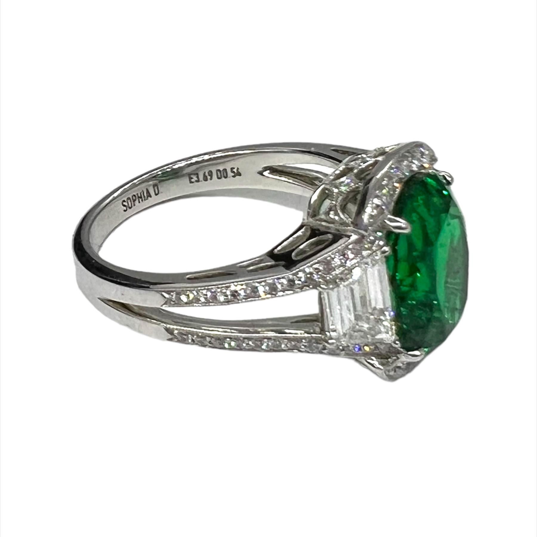 Aesthetic Movement Sophia D. 3.69 Carat Emerald Ring For Sale
