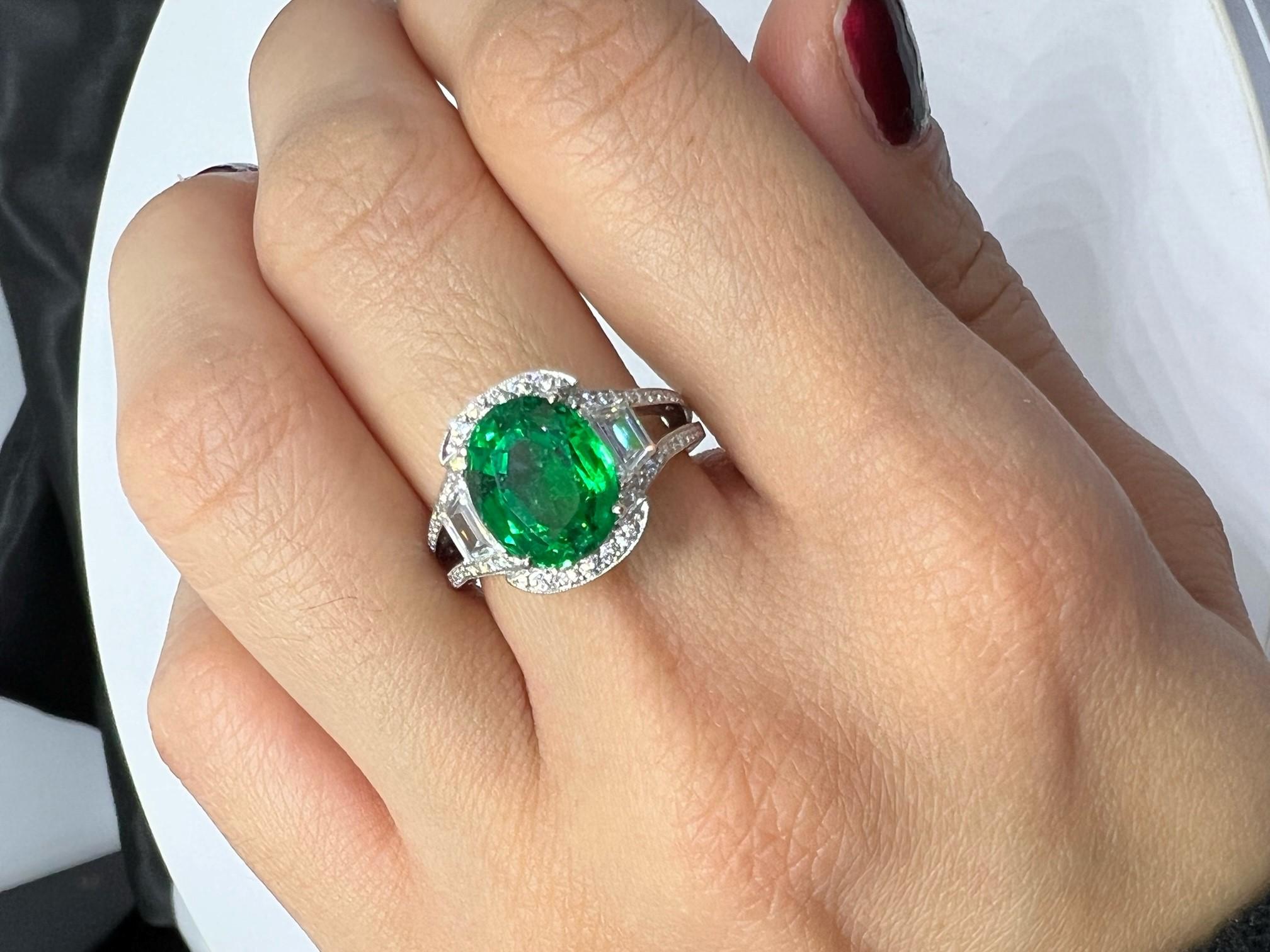 Sophia D. 3.69 Carat Emerald Ring In New Condition For Sale In New York, NY