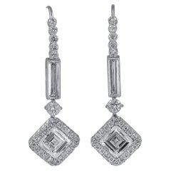 Sophia D. 3.88 Carat Diamond Shape All Diamond Platinum Earrings