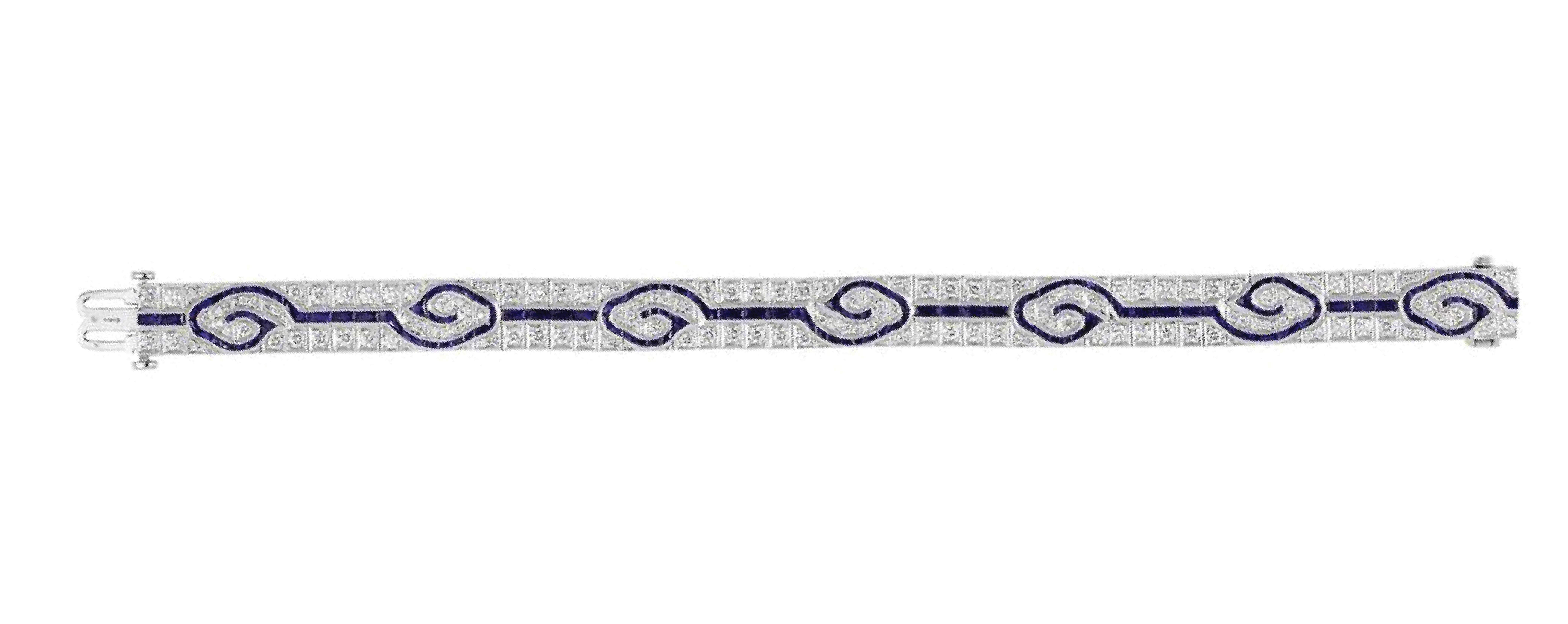 Sophia D. 5.47 Carat Sapphire and Diamond Platinum Bracelet In New Condition For Sale In New York, NY