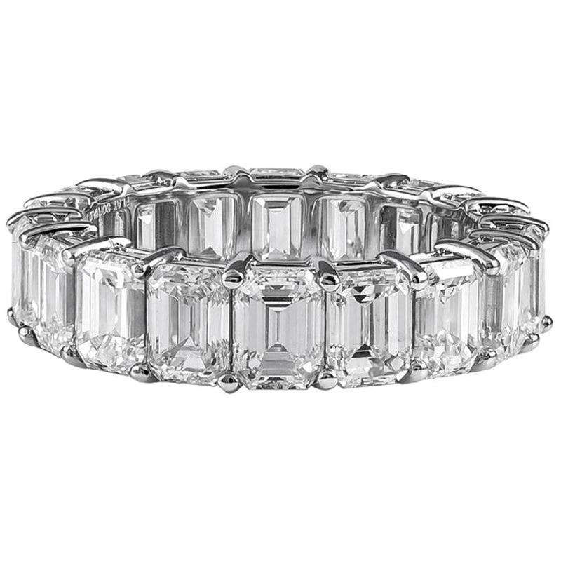 Gorgeous Platinum 5.61 Carat Emerald Cut Diamond Eternity Band