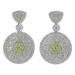 Gorgeous Platinum 9.41 Carat Yellow Diamond Earrings