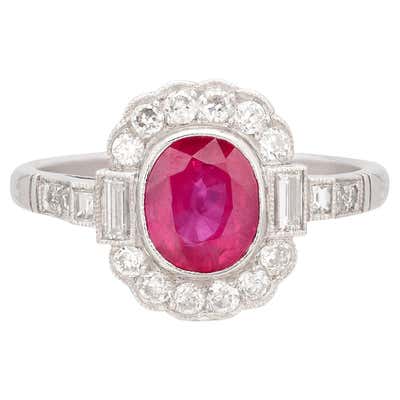 Art Deco Style Diamond and Ruby Ring For Sale at 1stDibs