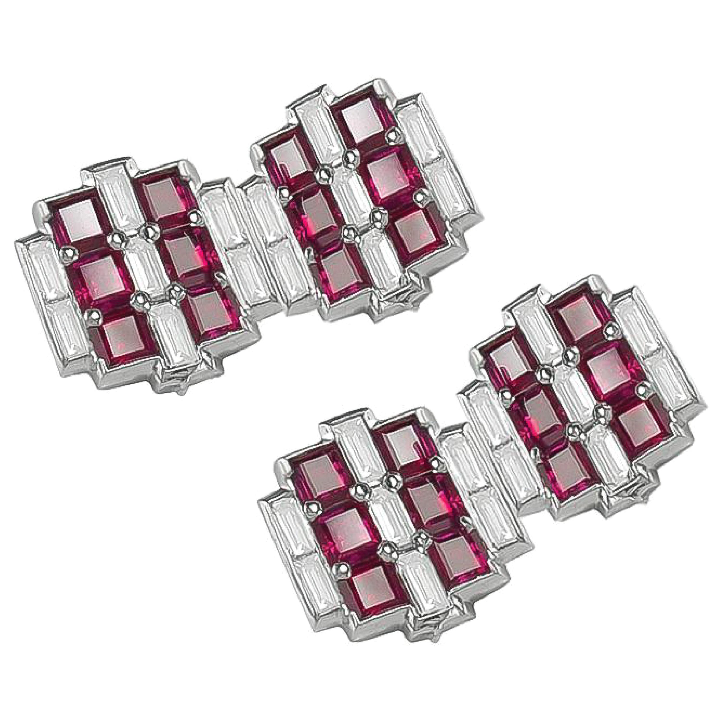 Sophia D. Diamond and Ruby Cufflinks in Platinum