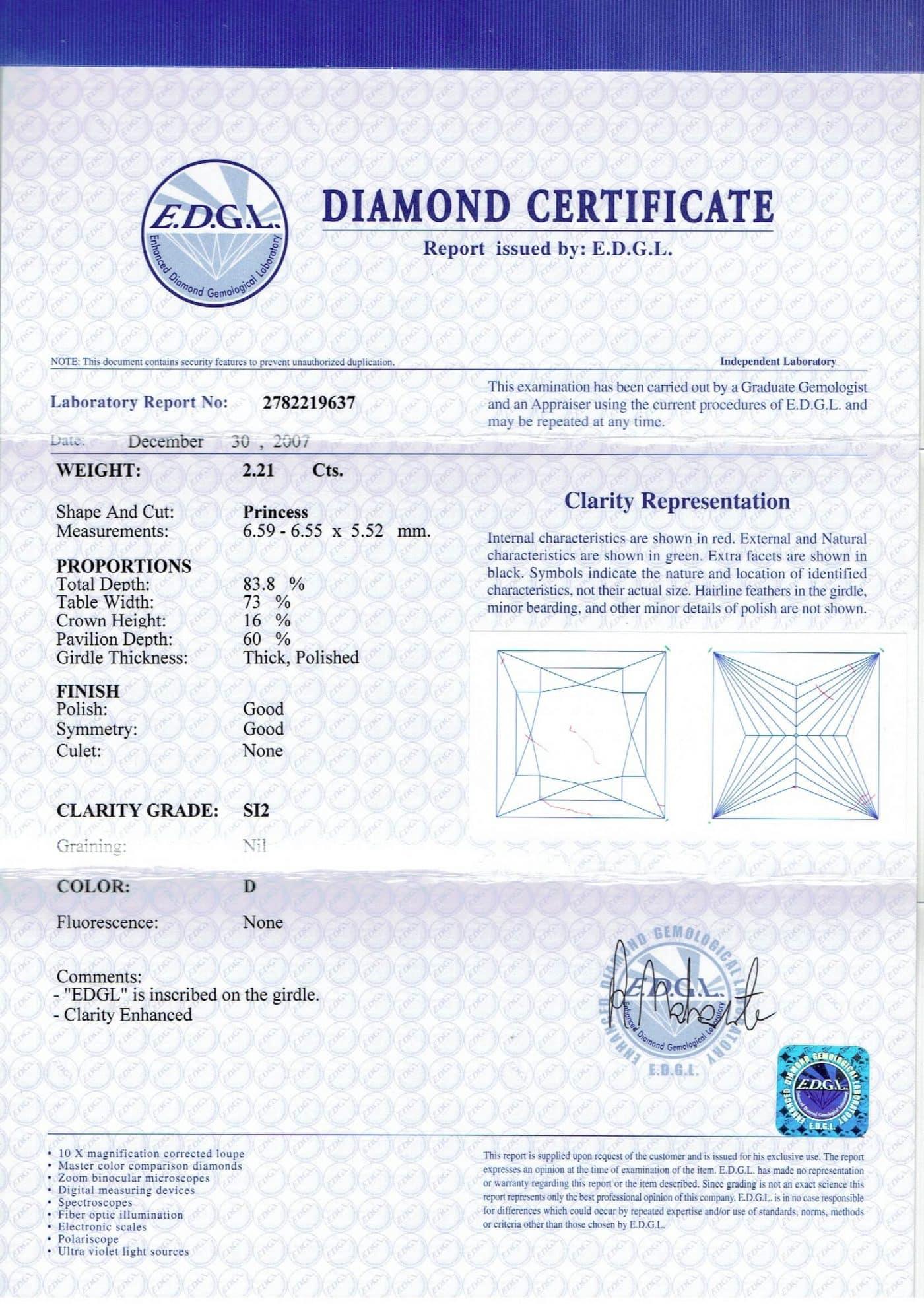 Im Angebot: Wunderschöner Platin-Diamant-Verlobungsring mit 2,21 Karat im Prinzessinnenschliff () 4