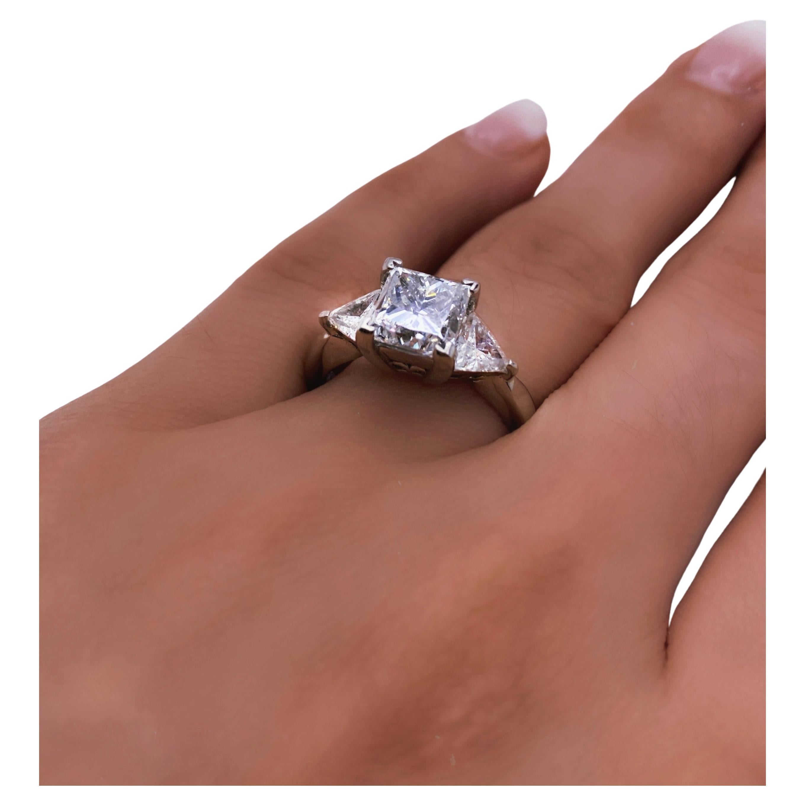Princess Diamond Engagement Ring with Wide Gold Setting For Sale (Free Shipping) at 1stDibs