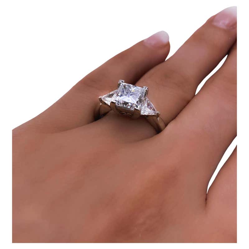 Princess Setting Princess Diamond Engagement Ring with Wide Gold Setting For Sale (Free ...