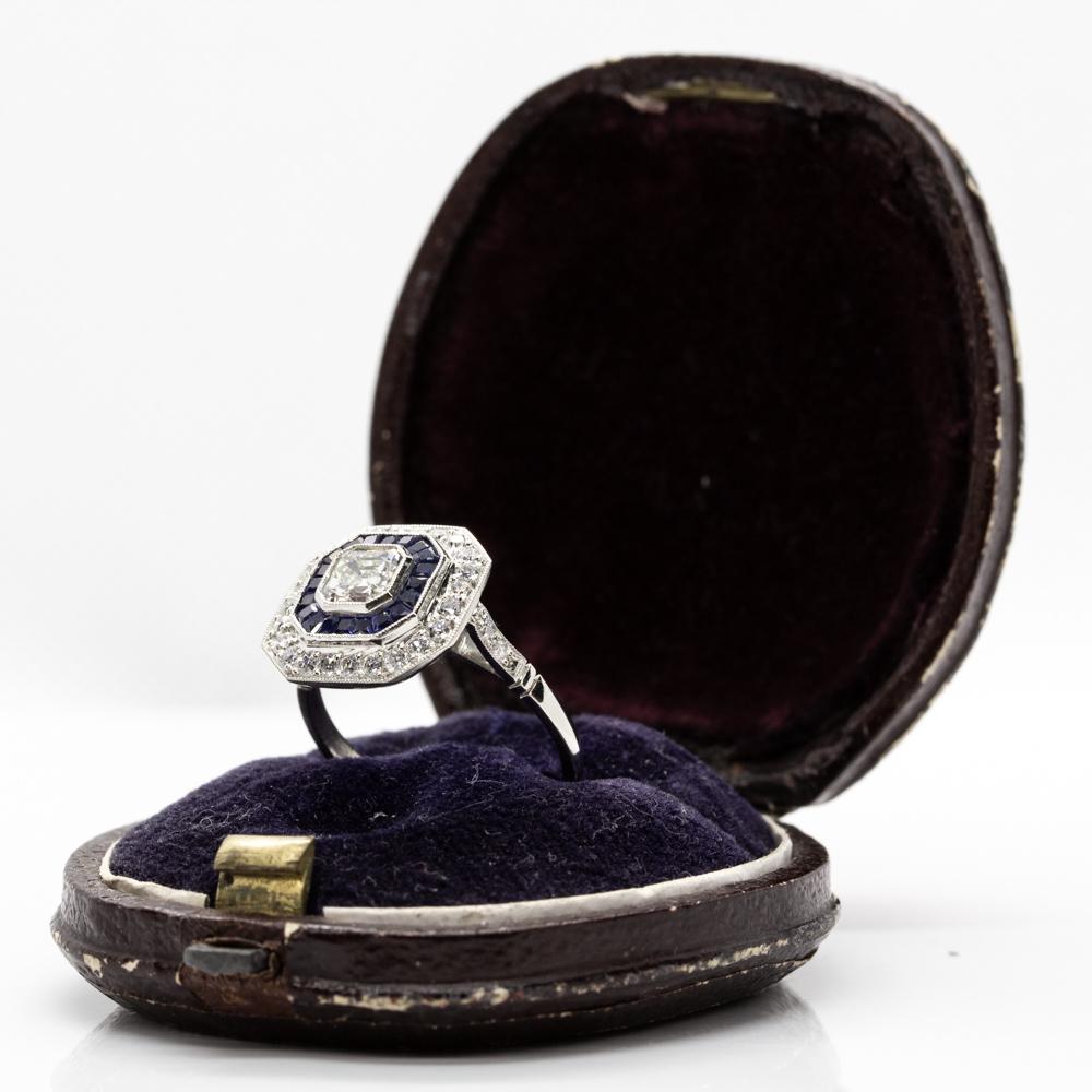 Women's or Men's  Platinum Diamonds and Sapphires Ring