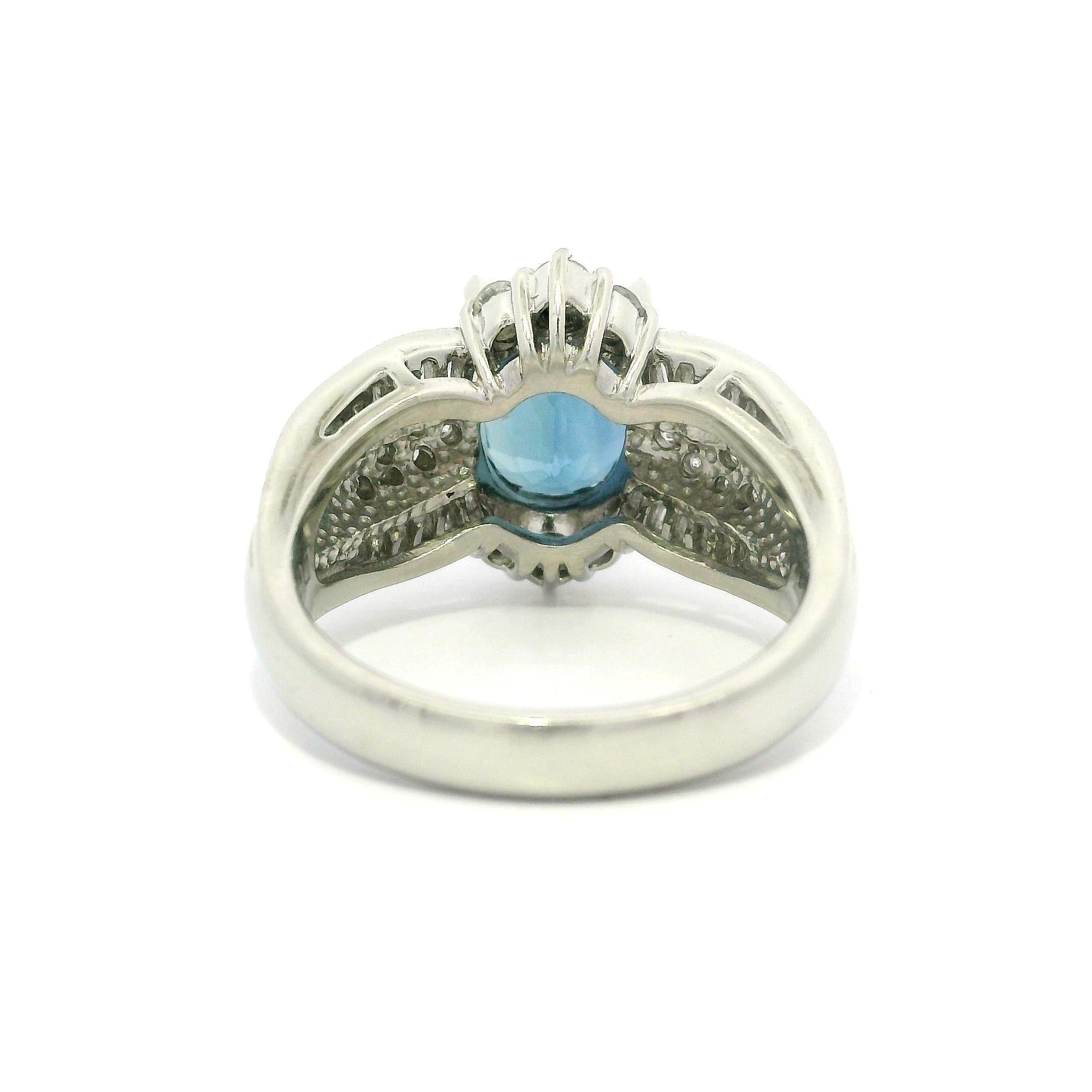 Gorgeous Platinum GIA 3.71ctw Oval Blue Clean Brilliant Sapphire & Diamond Ring en vente 10
