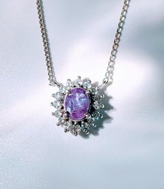 Gorgeous Platinum Natural Alexandrite and Diamond Pendant Necklace