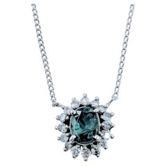 Gorgeous Platinum Natural Alexandrite and Diamond Pendant Necklace