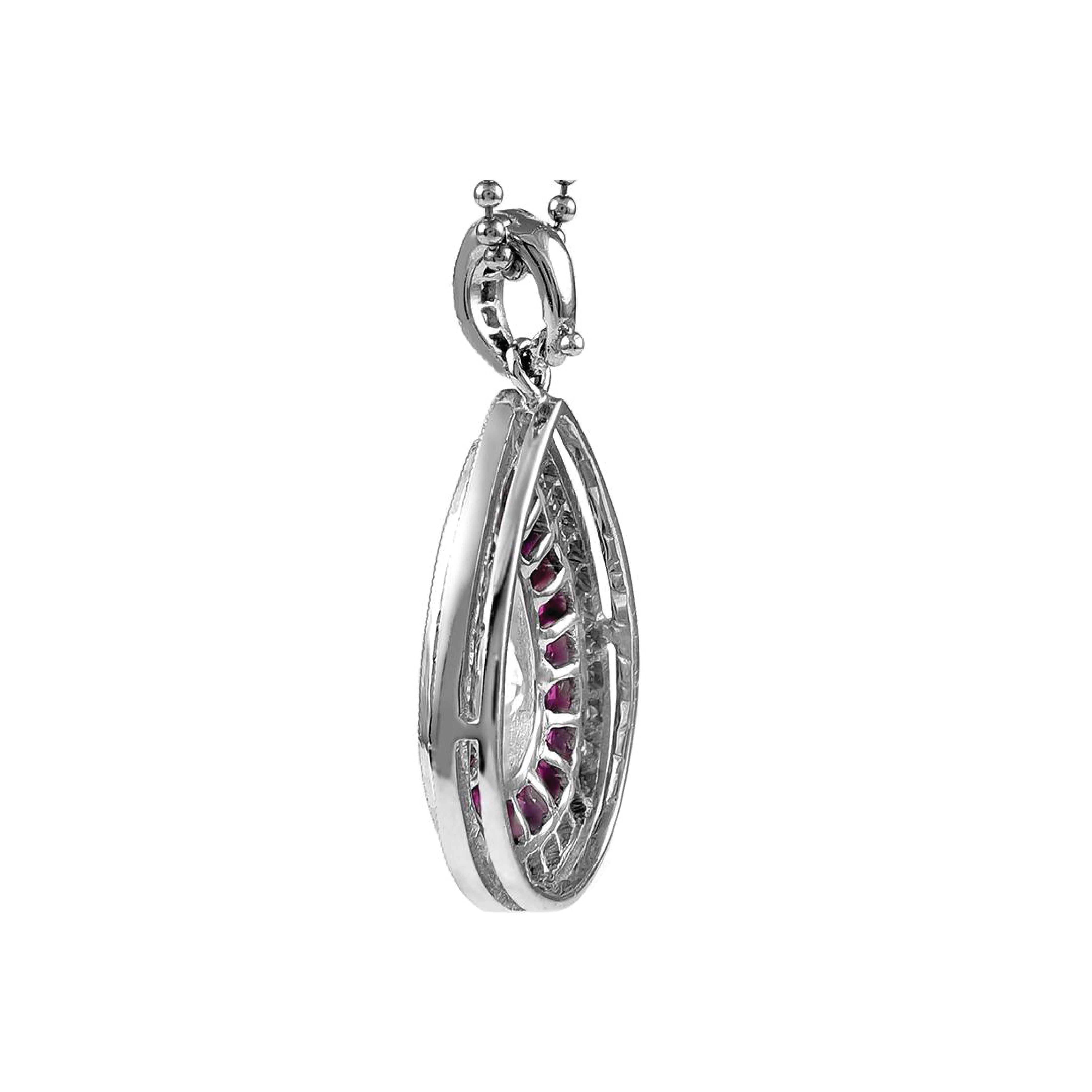 Art Deco Ruby and Diamond Pendant with Chain by Sophia D. For Sale