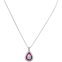 Gorgeous Platinum Ruby and Diamond Pendant with Chain